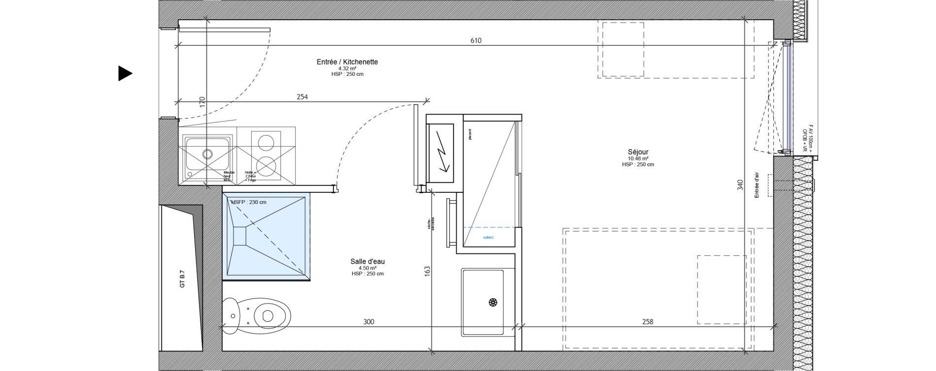 Appartement T1 meubl&eacute; de 19,30 m2 &agrave; Strasbourg Neudorf - musau