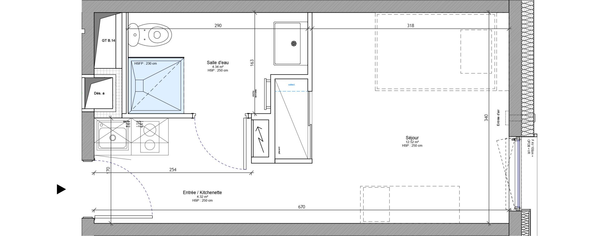 Appartement T1 meubl&eacute; de 21,18 m2 &agrave; Strasbourg Neudorf - musau