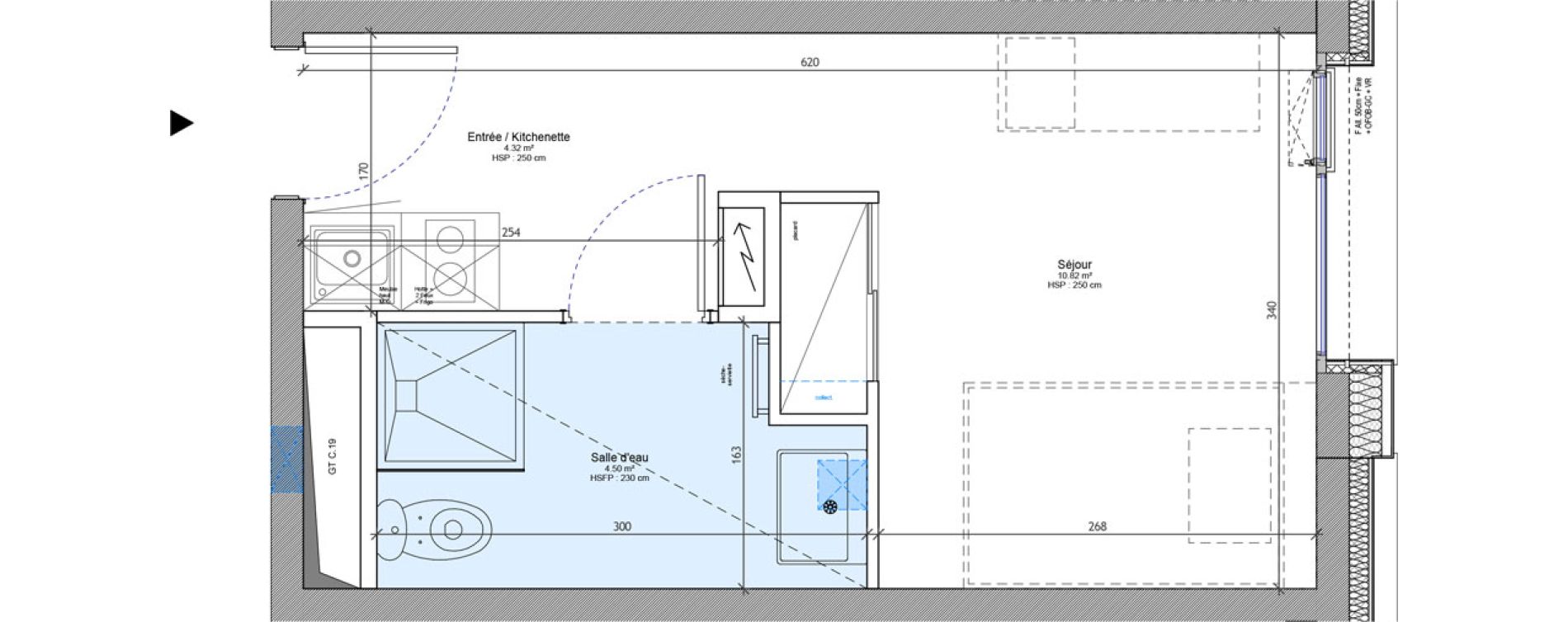 Appartement T1 meubl&eacute; de 19,64 m2 &agrave; Strasbourg Neudorf - musau