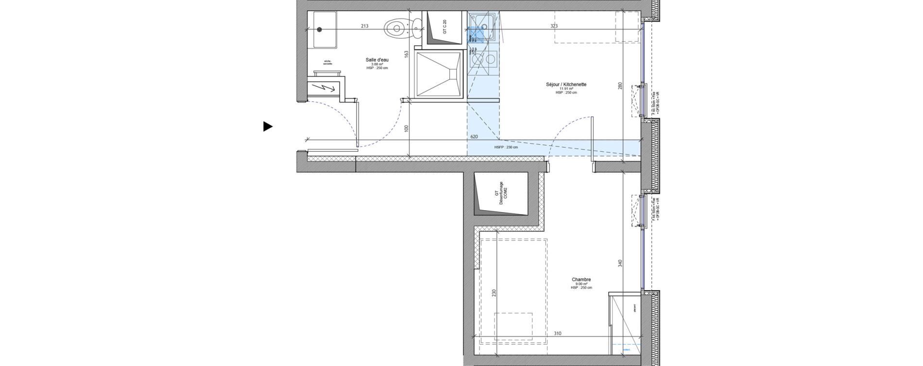 Appartement T2 meubl&eacute; de 24,79 m2 &agrave; Strasbourg Neudorf - musau