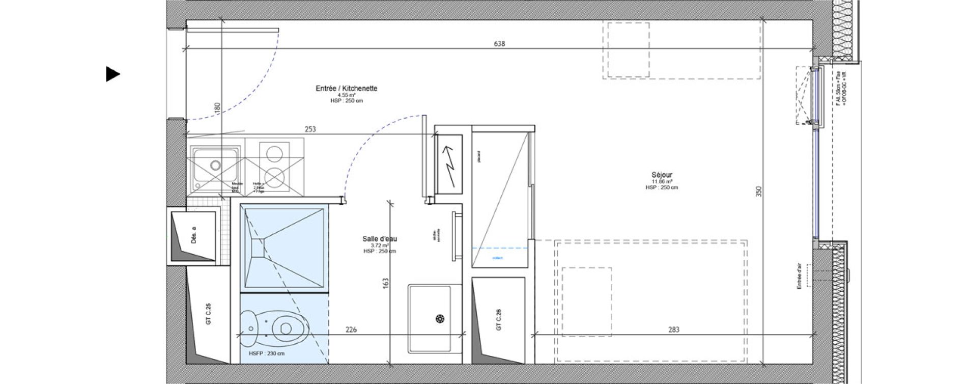 Appartement T1 meubl&eacute; de 20,13 m2 &agrave; Strasbourg Neudorf - musau