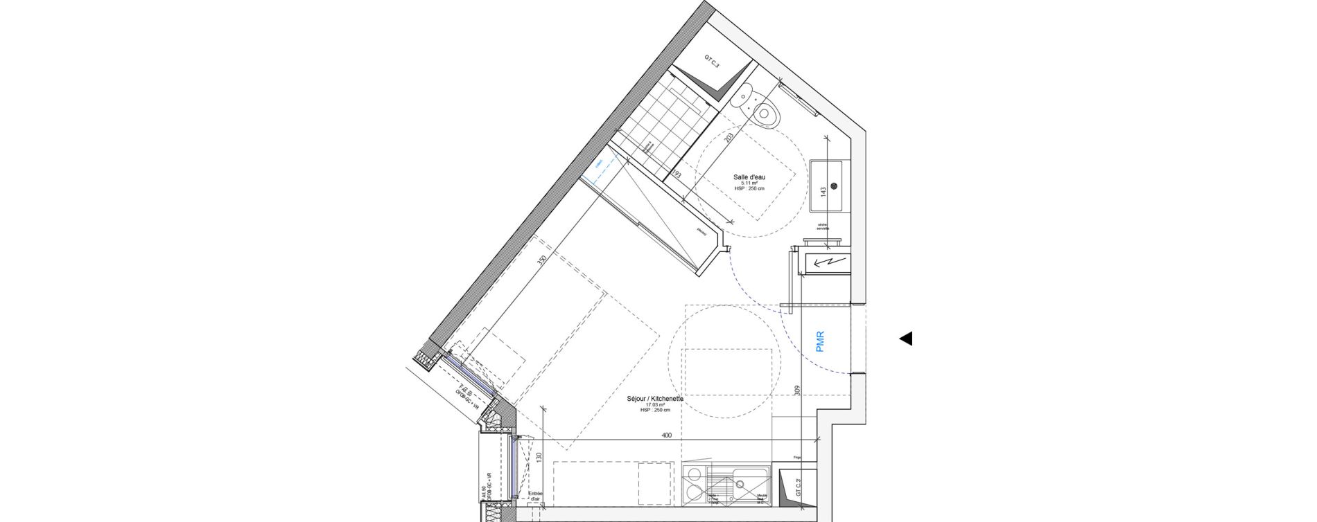 Appartement T1 meubl&eacute; de 22,14 m2 &agrave; Strasbourg Neudorf - musau