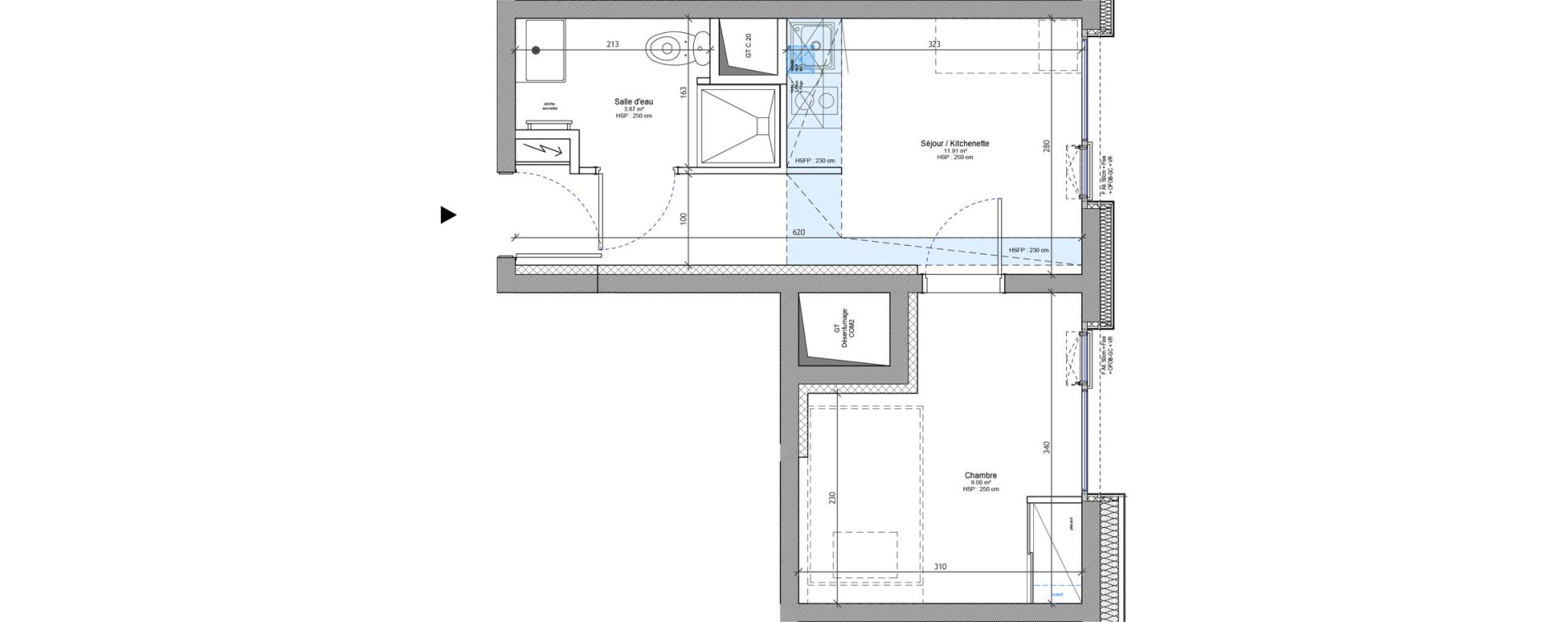 Appartement T2 meubl&eacute; de 24,79 m2 &agrave; Strasbourg Neudorf - musau