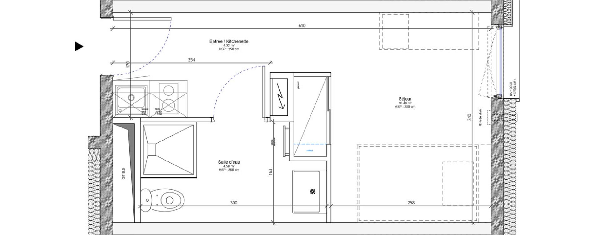 Appartement T1 meubl&eacute; de 19,30 m2 &agrave; Strasbourg Neudorf - musau