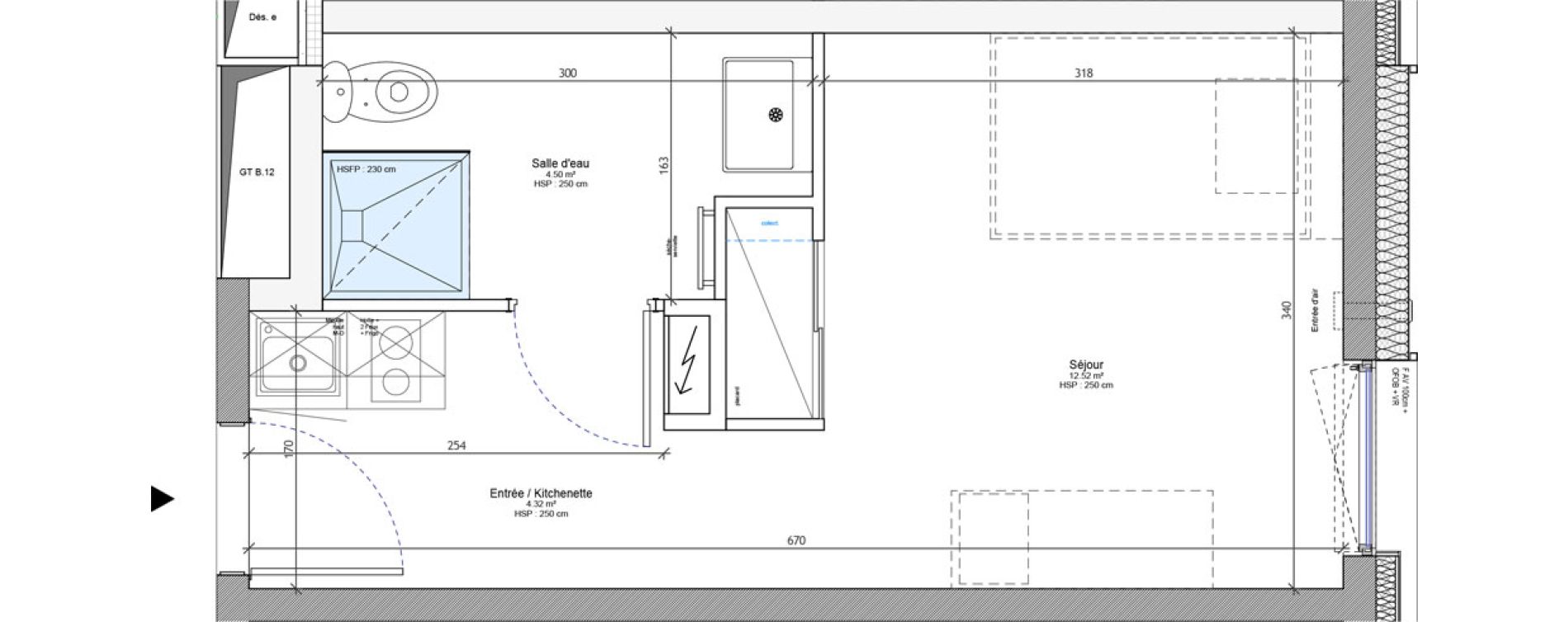 Appartement T1 meubl&eacute; de 21,34 m2 &agrave; Strasbourg Neudorf - musau