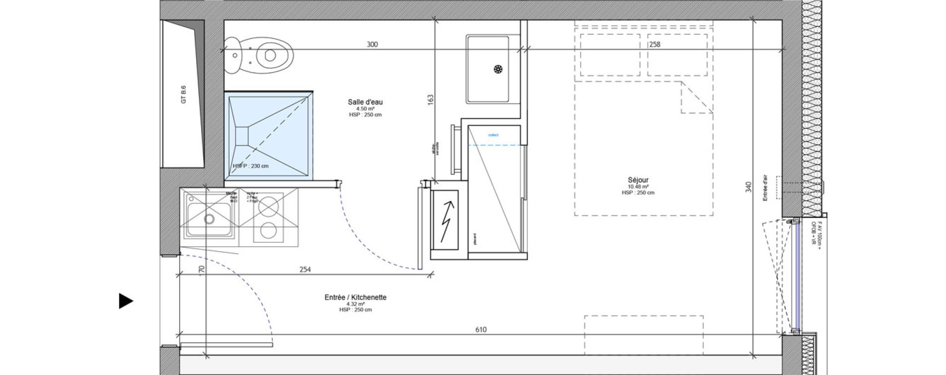 Appartement T1 meubl&eacute; de 19,30 m2 &agrave; Strasbourg Neudorf - musau