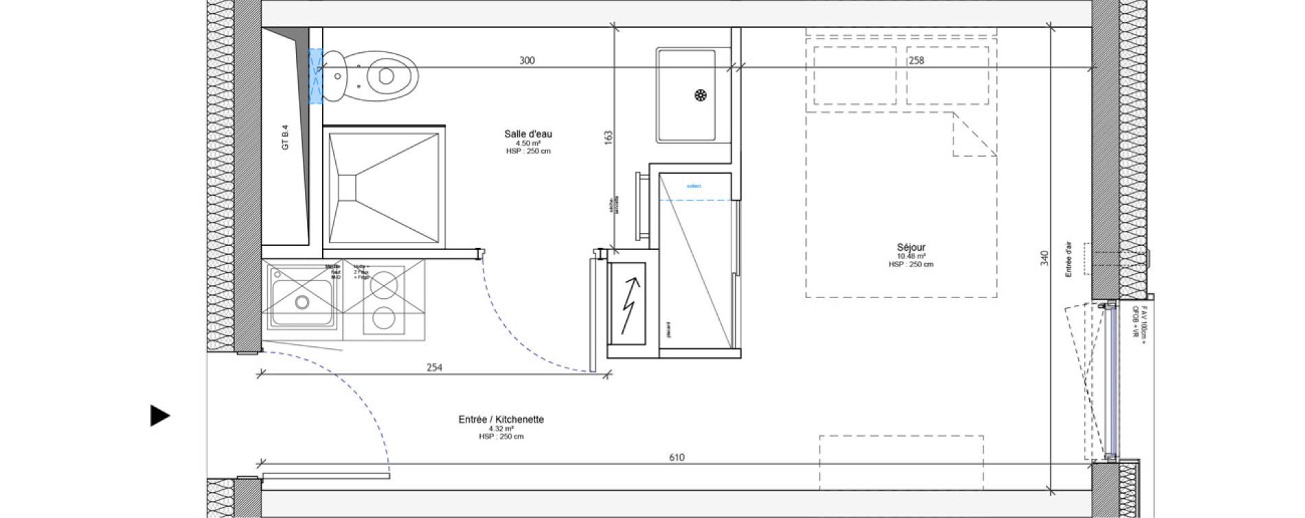 Appartement T1 meubl&eacute; de 19,30 m2 &agrave; Strasbourg Neudorf - musau