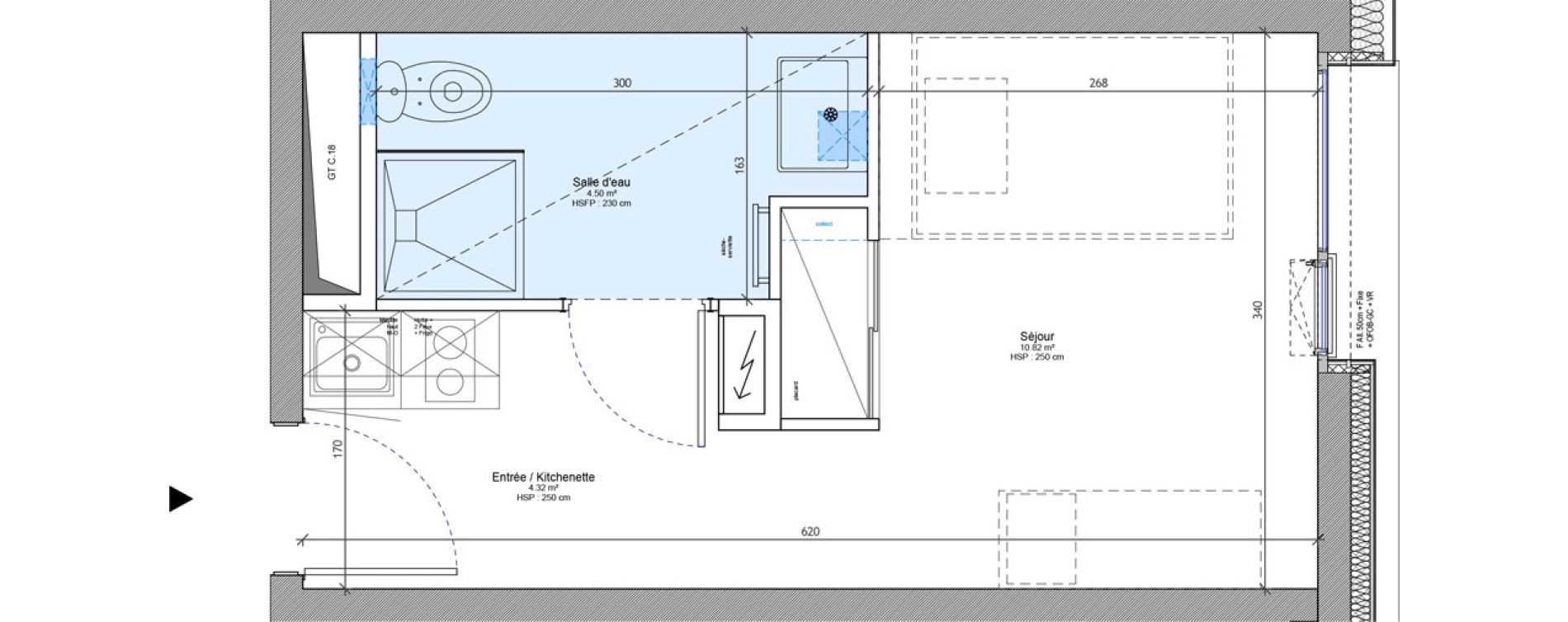 Appartement T1 meubl&eacute; de 19,64 m2 &agrave; Strasbourg Neudorf - musau