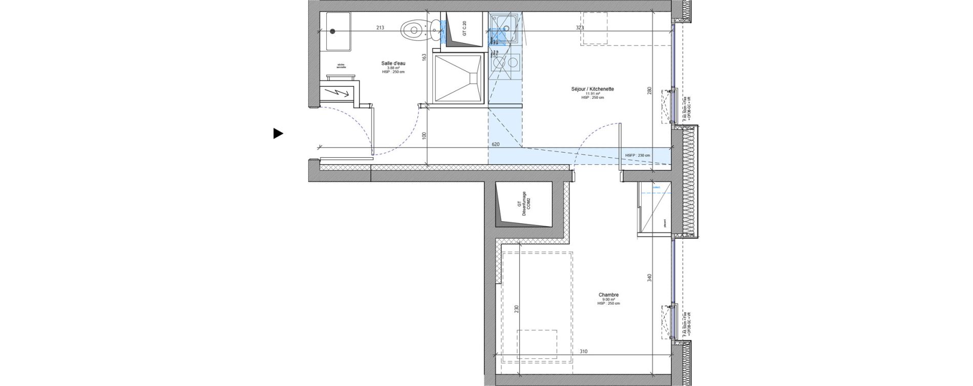 Appartement T2 meubl&eacute; de 24,79 m2 &agrave; Strasbourg Neudorf - musau