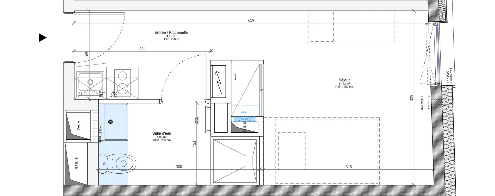 Appartement T1 meubl&eacute; de 19,85 m2 &agrave; Strasbourg Neudorf - musau