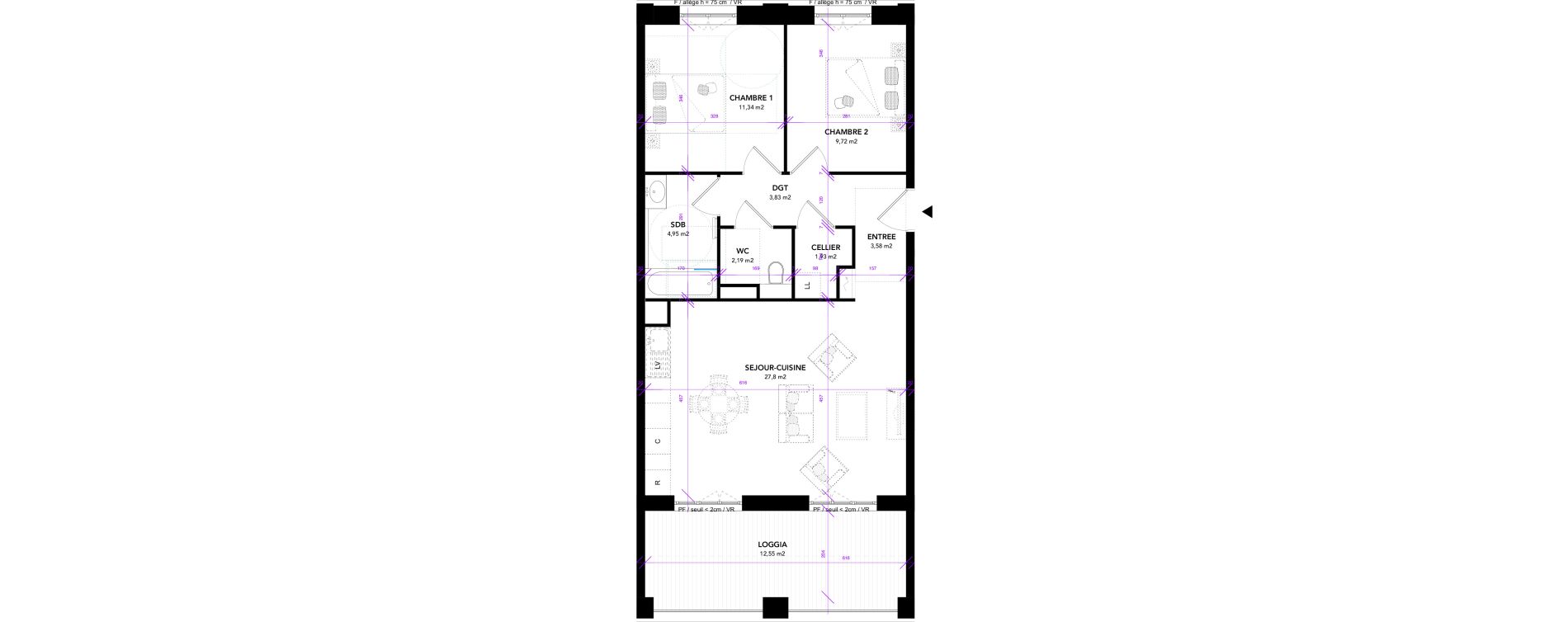 Appartement T3 de 65,35 m2 &agrave; Strasbourg Starlette