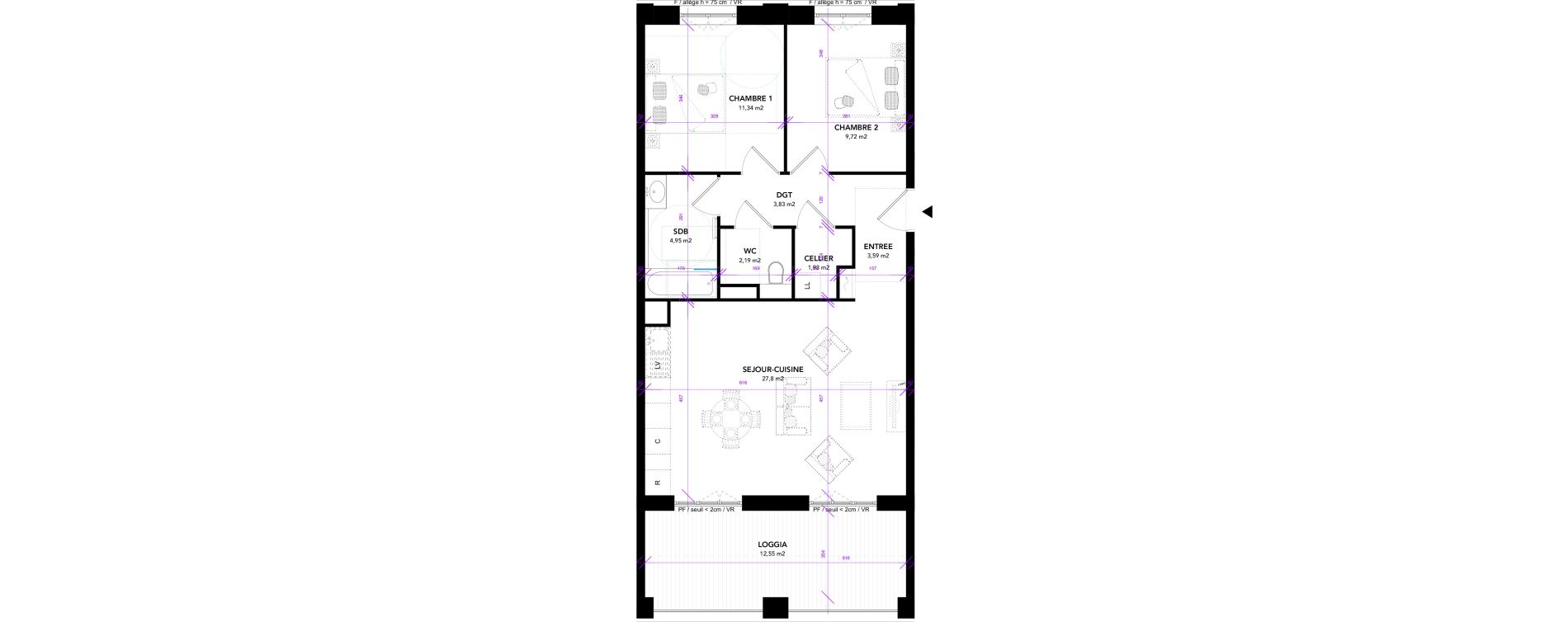 Appartement T3 de 65,36 m2 &agrave; Strasbourg Starlette