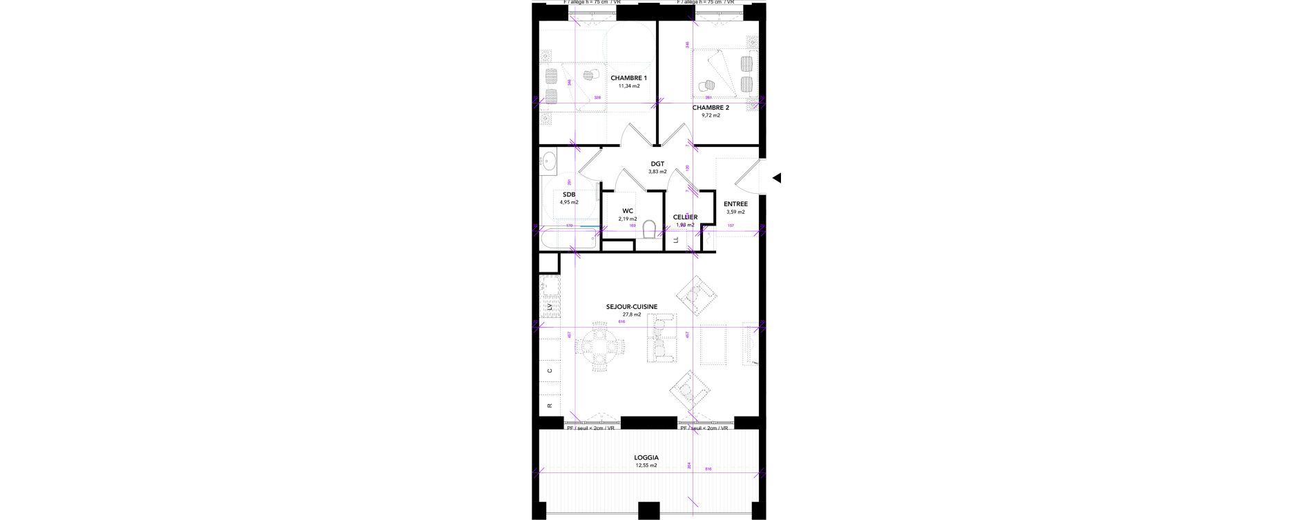 Appartement T3 de 65,36 m2 &agrave; Strasbourg Starlette