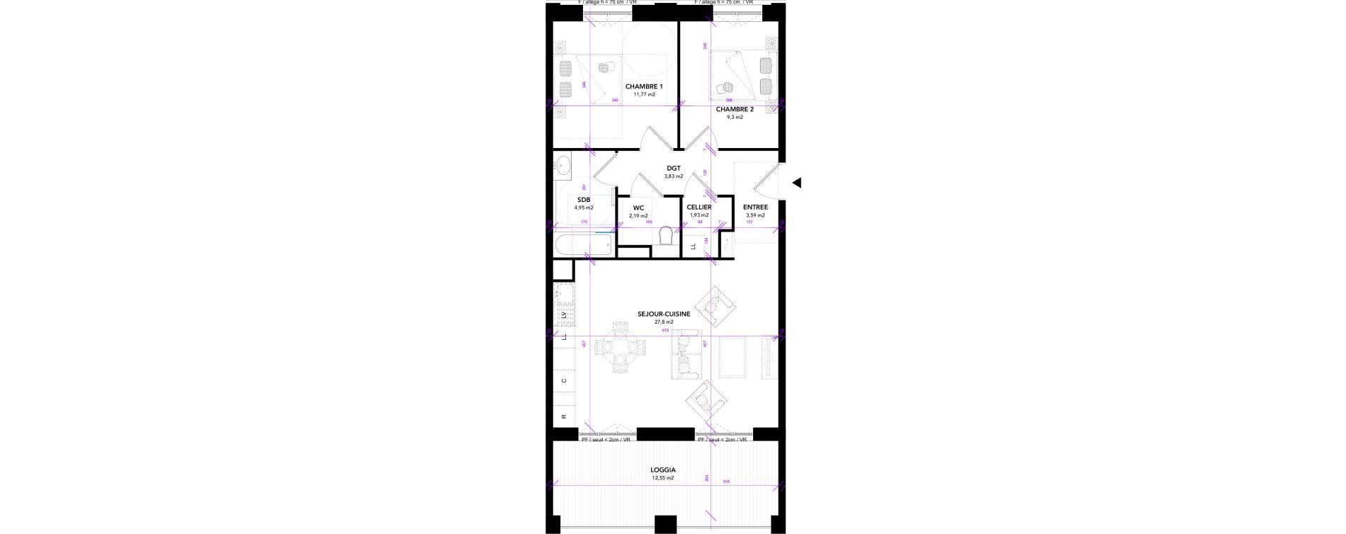 Appartement T3 de 65,13 m2 &agrave; Strasbourg Starlette