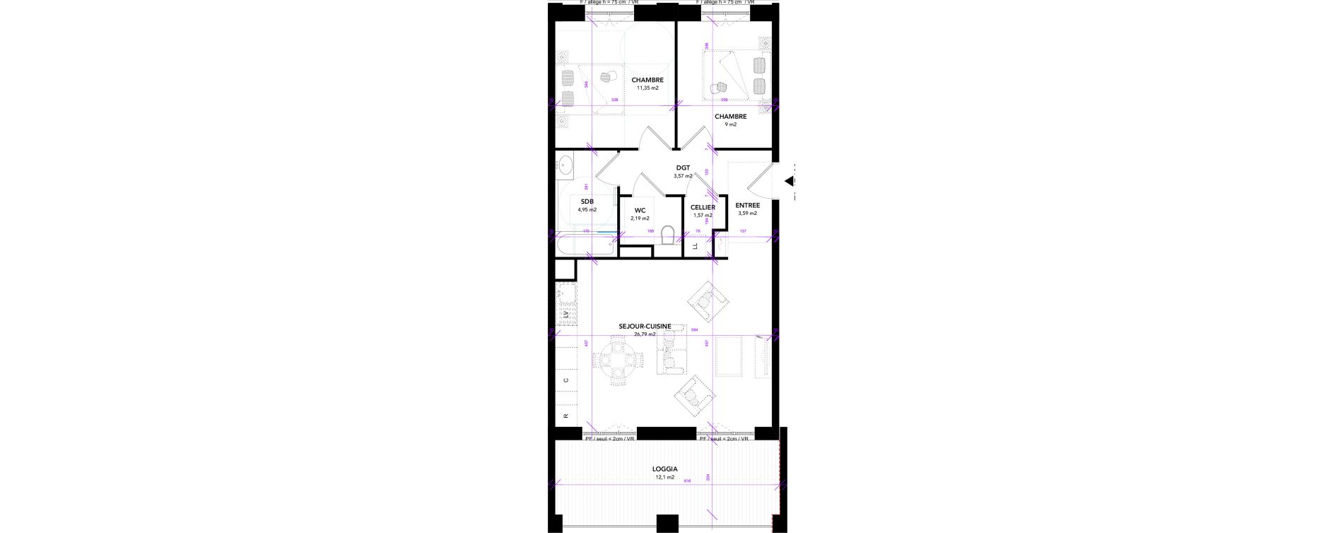 Appartement T3 de 63,00 m2 &agrave; Strasbourg Starlette