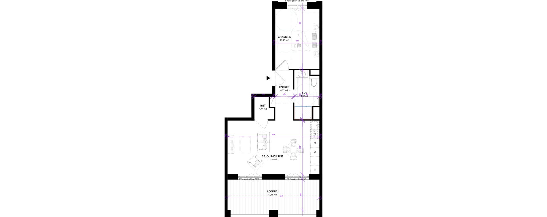 Appartement T2 de 44,79 m2 &agrave; Strasbourg Starlette