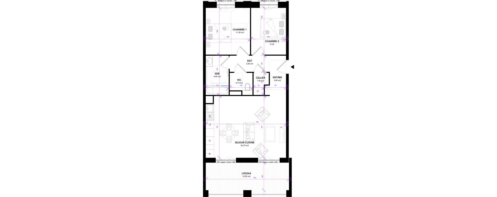 Appartement T3 de 62,99 m2 &agrave; Strasbourg Starlette