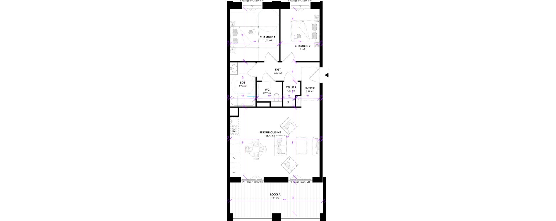 Appartement T3 de 63,00 m2 &agrave; Strasbourg Starlette