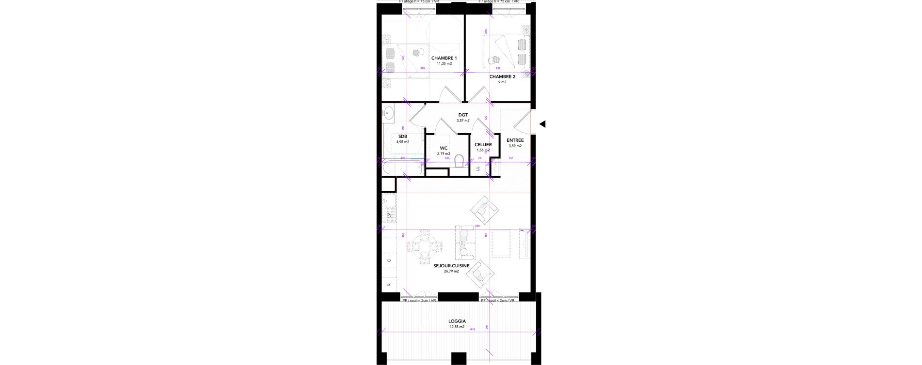 Appartement T3 de 63,01 m2 &agrave; Strasbourg Starlette