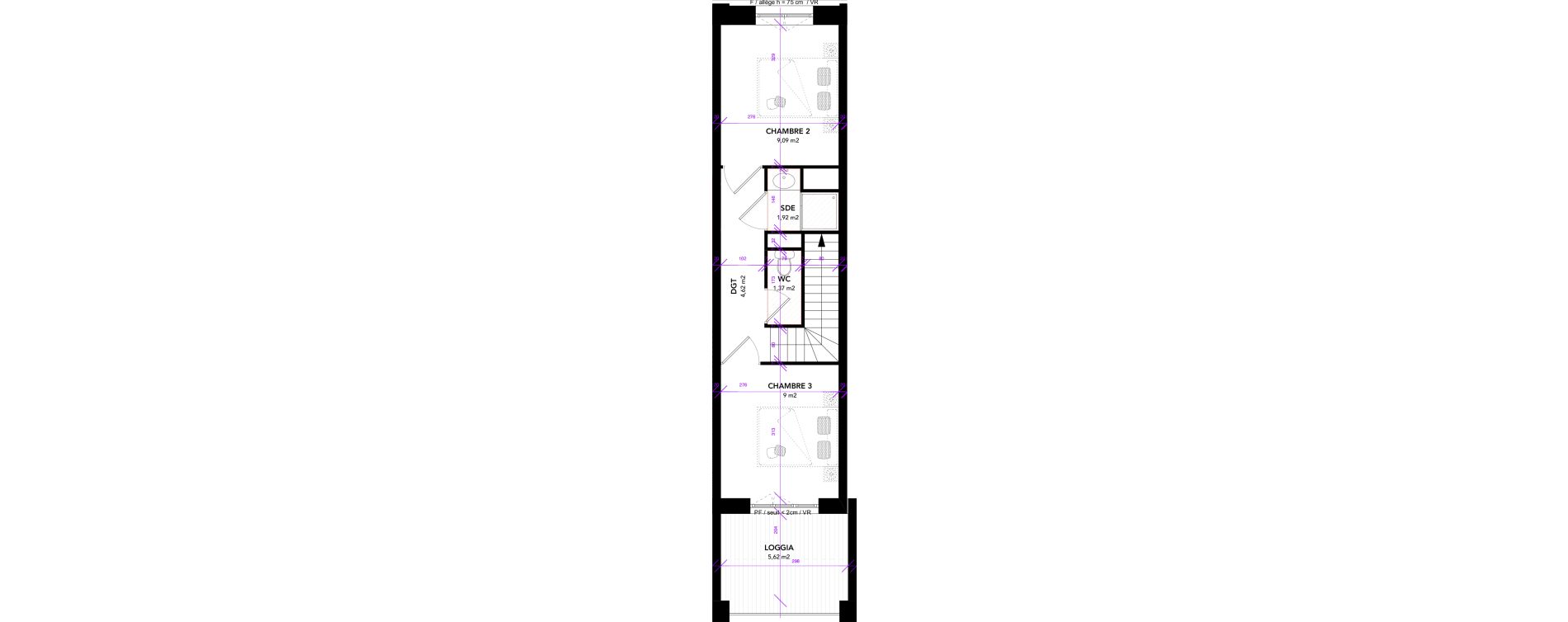 Duplex T4 de 86,74 m2 &agrave; Strasbourg Starlette