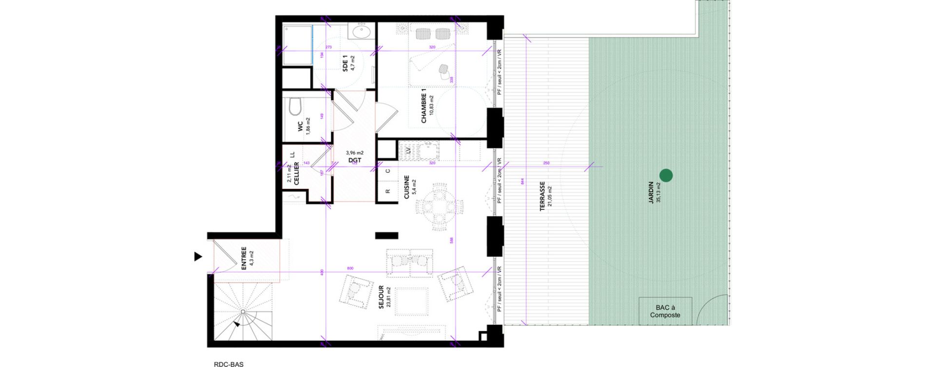 Duplex T3 de 70,23 m2 &agrave; Strasbourg Starlette