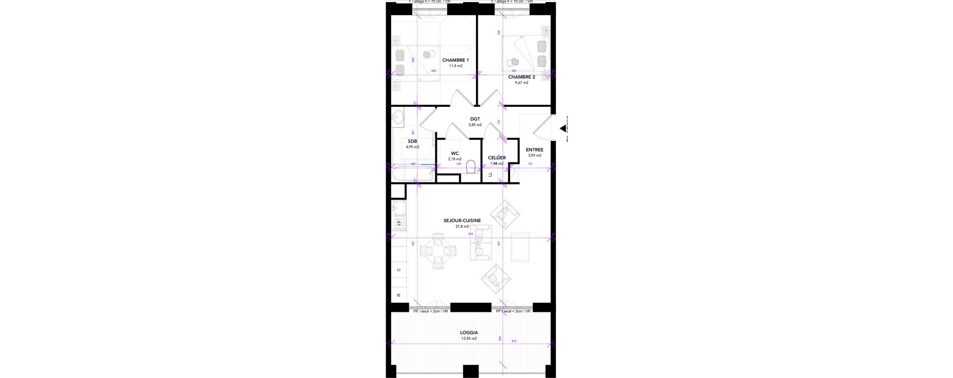 Appartement T3 de 65,38 m2 &agrave; Strasbourg Starlette