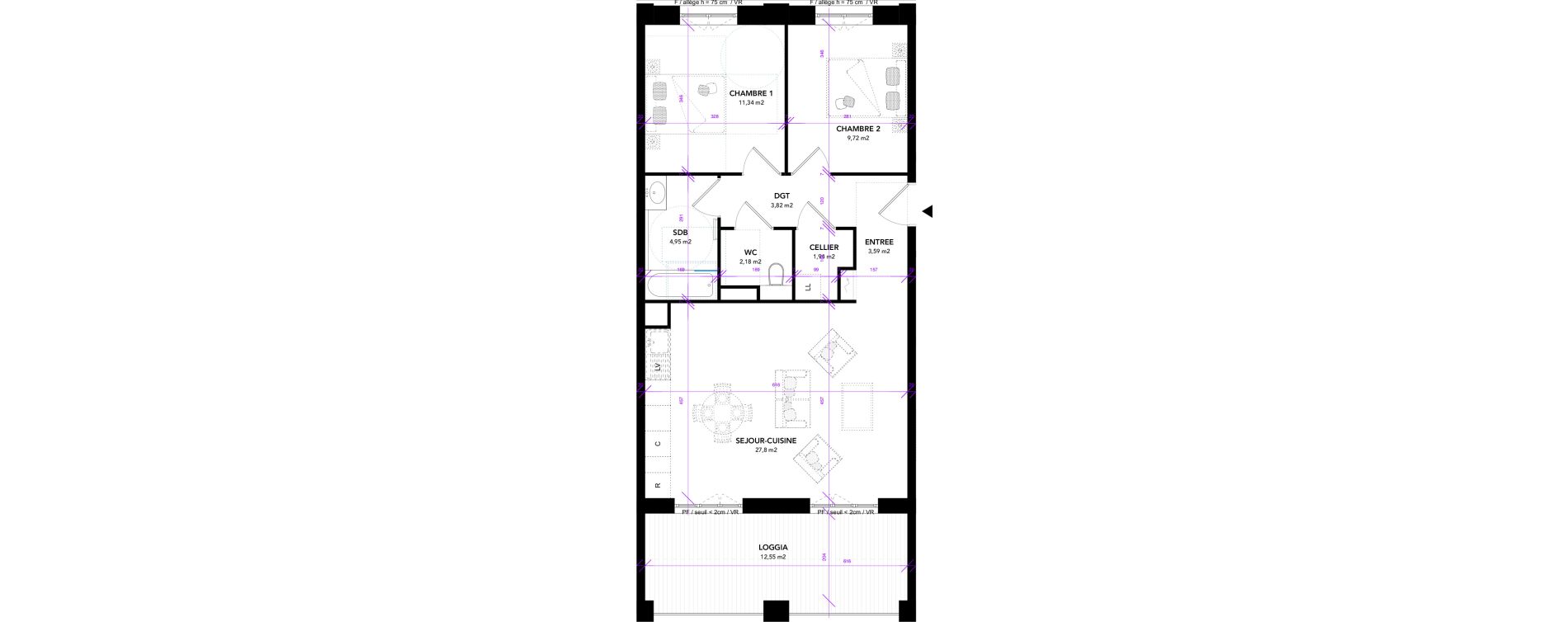 Appartement T3 de 65,34 m2 &agrave; Strasbourg Starlette