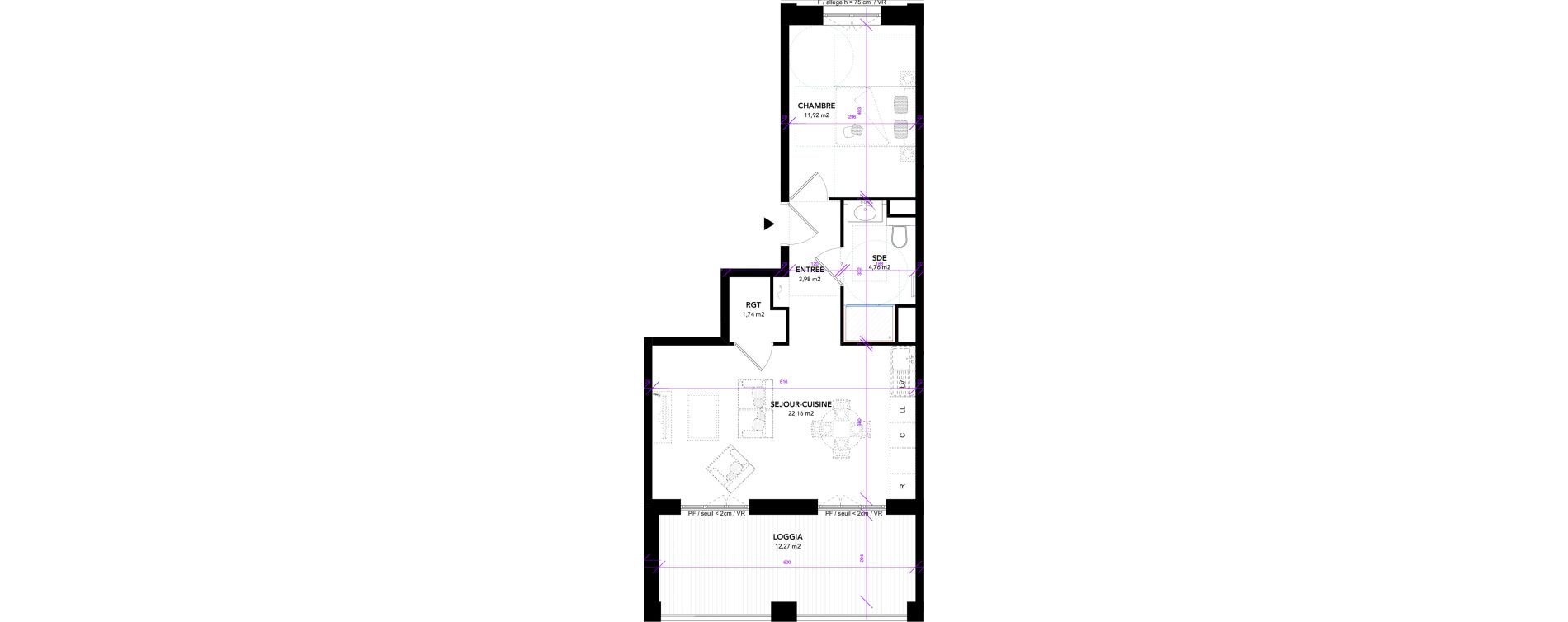 Appartement T2 de 44,56 m2 &agrave; Strasbourg Starlette