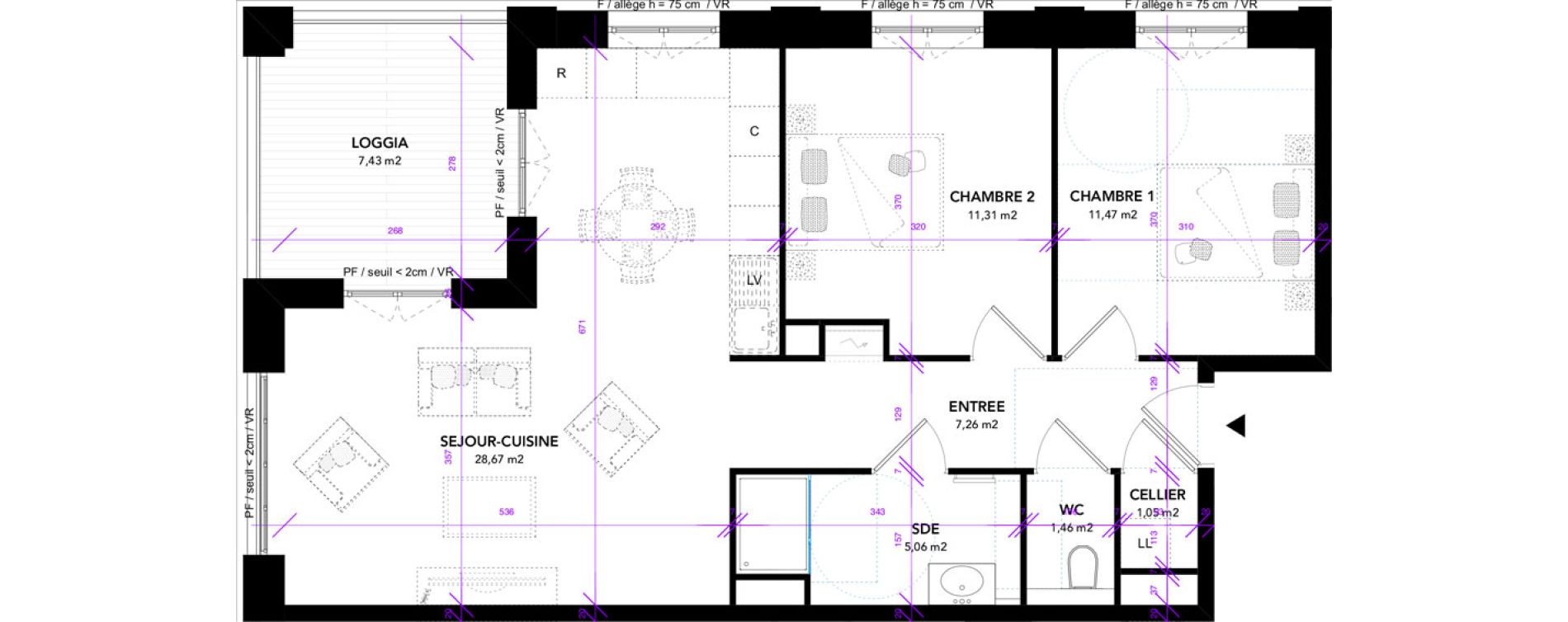 Appartement T3 de 66,28 m2 &agrave; Strasbourg Starlette