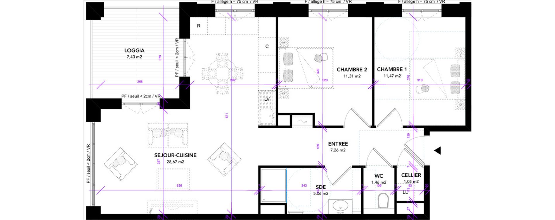 Appartement T3 de 66,28 m2 &agrave; Strasbourg Starlette