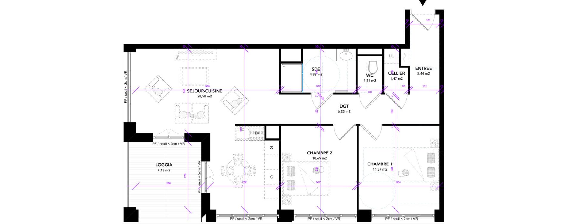 Appartement T3 de 70,06 m2 &agrave; Strasbourg Starlette