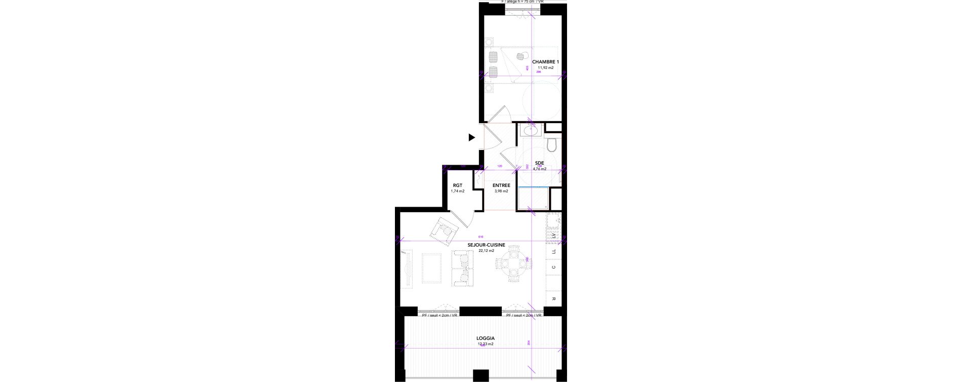 Appartement T2 de 44,52 m2 &agrave; Strasbourg Starlette