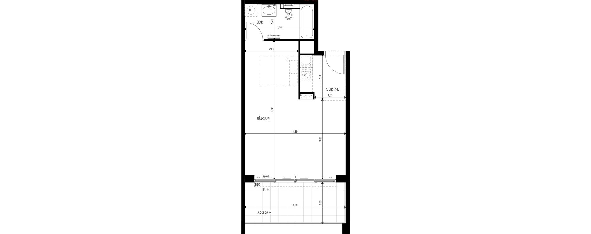 Appartement T1 de 36,18 m2 &agrave; Strasbourg Port du rhin