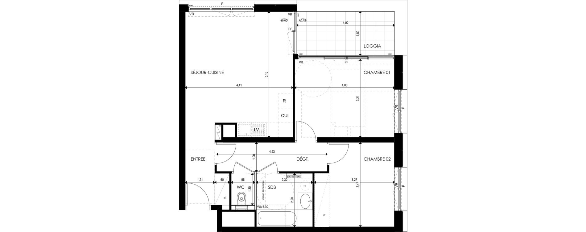 Appartement T3 de 61,88 m2 &agrave; Strasbourg Port du rhin