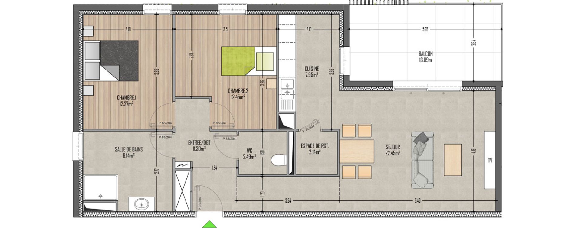 Appartement T3 de 79,19 m2 &agrave; Bartenheim Centre