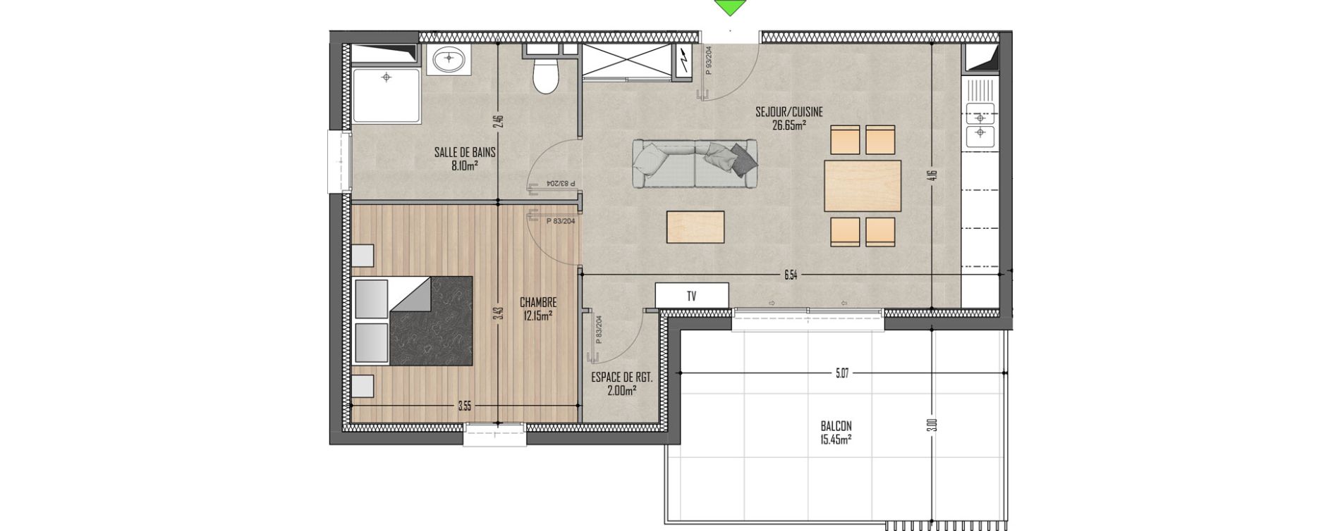 Appartement T2 de 48,90 m2 &agrave; Bartenheim Centre
