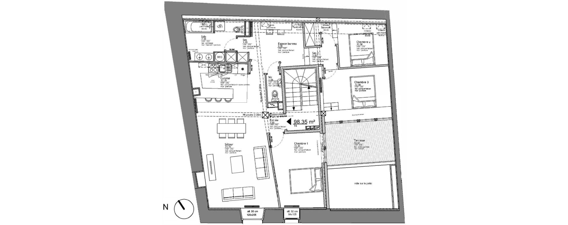 Appartement T4 de 98,35 m2 &agrave; Colmar Centre