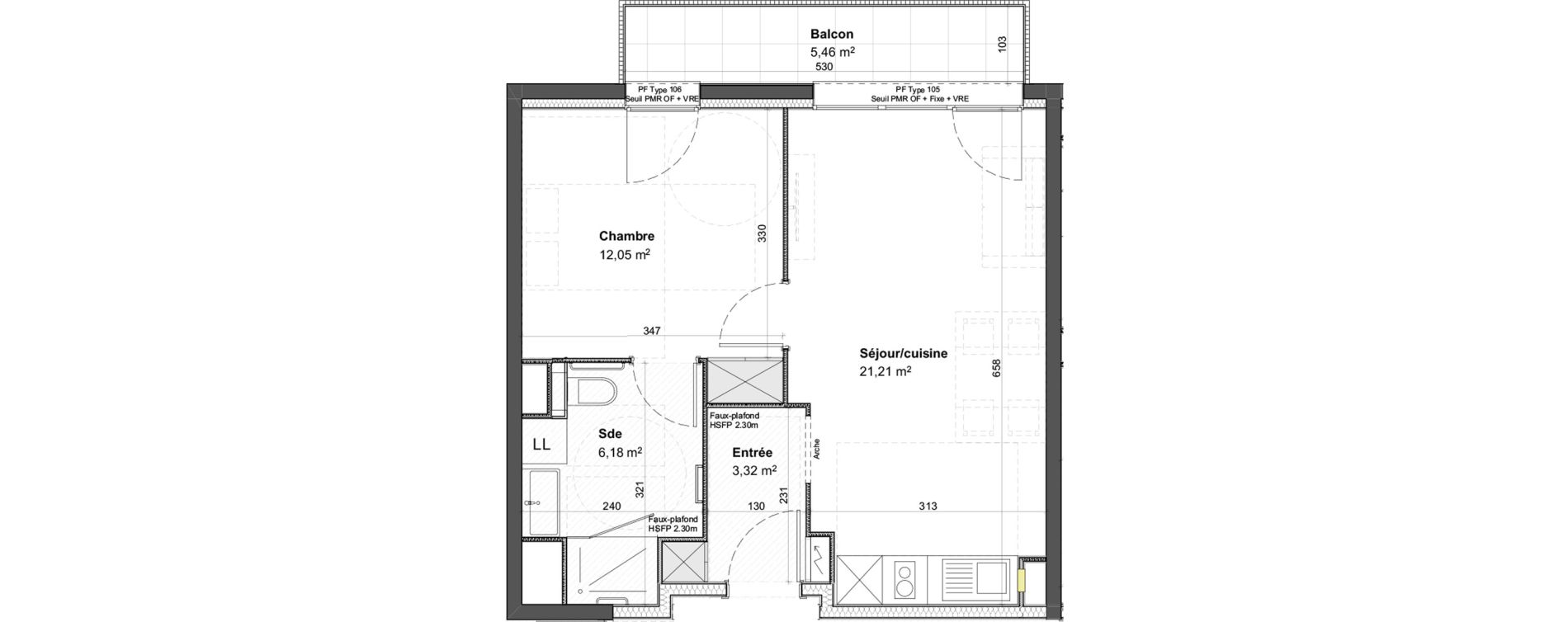 Appartement T2 meubl&eacute; de 42,76 m2 &agrave; Colmar Centre