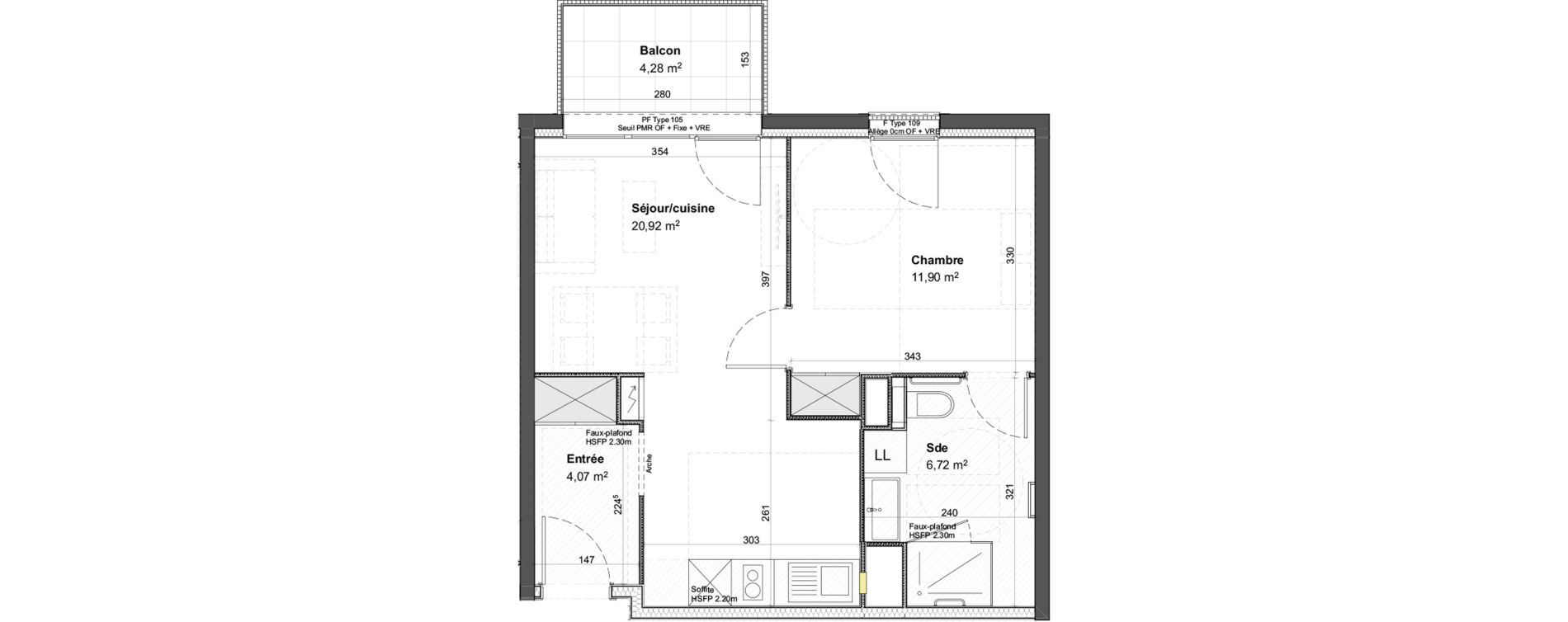 Appartement T2 meubl&eacute; de 43,61 m2 &agrave; Colmar Centre