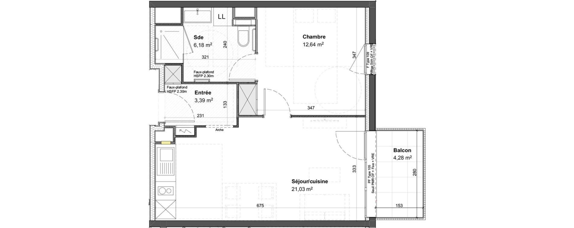 Appartement T2 meubl&eacute; de 43,24 m2 &agrave; Colmar Centre