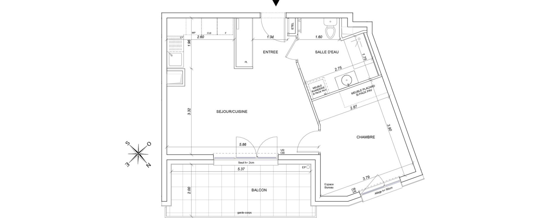 Appartement T2 de 46,76 m2 &agrave; Ensisheim Centre