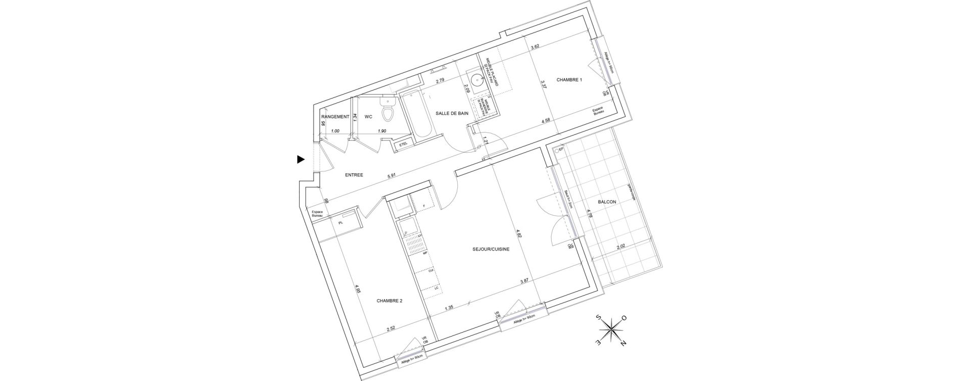 Appartement T3 de 68,32 m2 &agrave; Ensisheim Centre