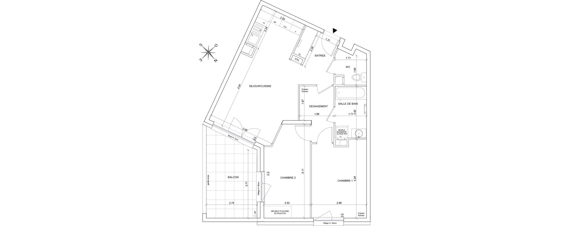Appartement T3 de 65,19 m2 &agrave; Ensisheim Centre