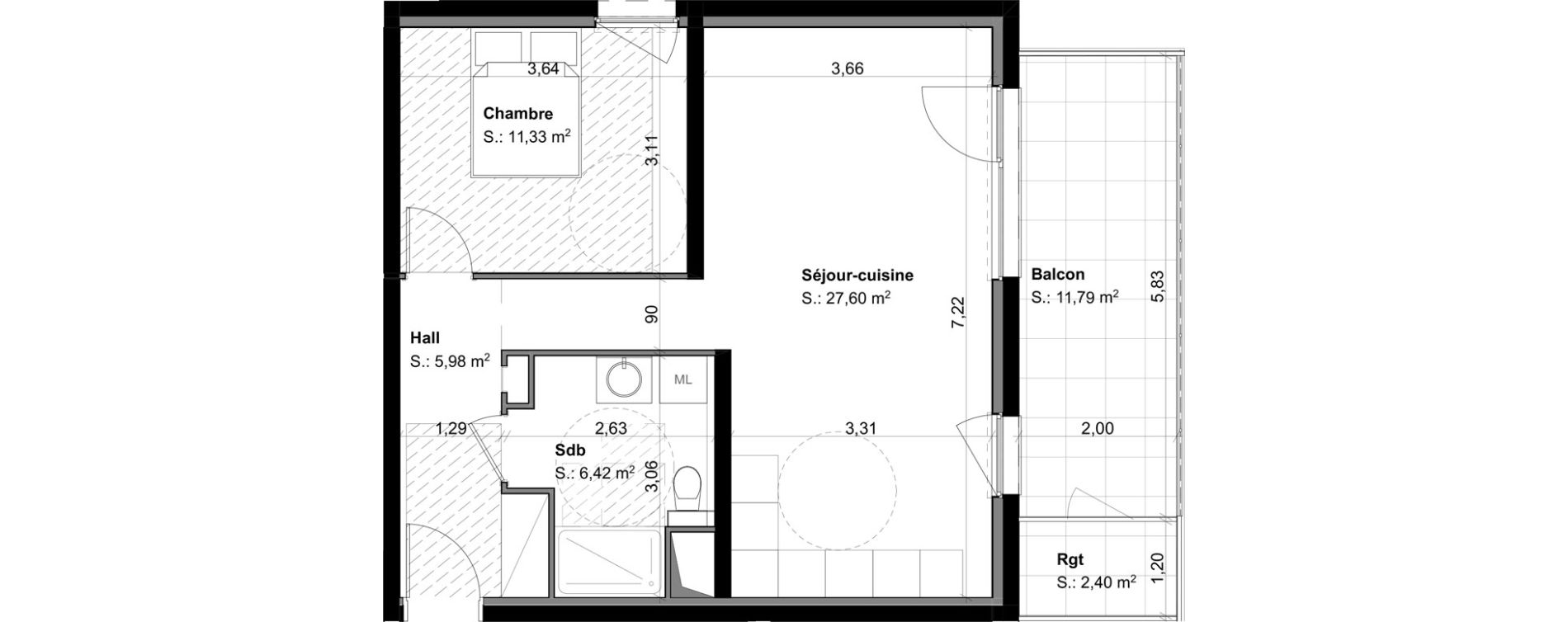 Appartement T2 de 51,33 m2 &agrave; Habsheim Centre