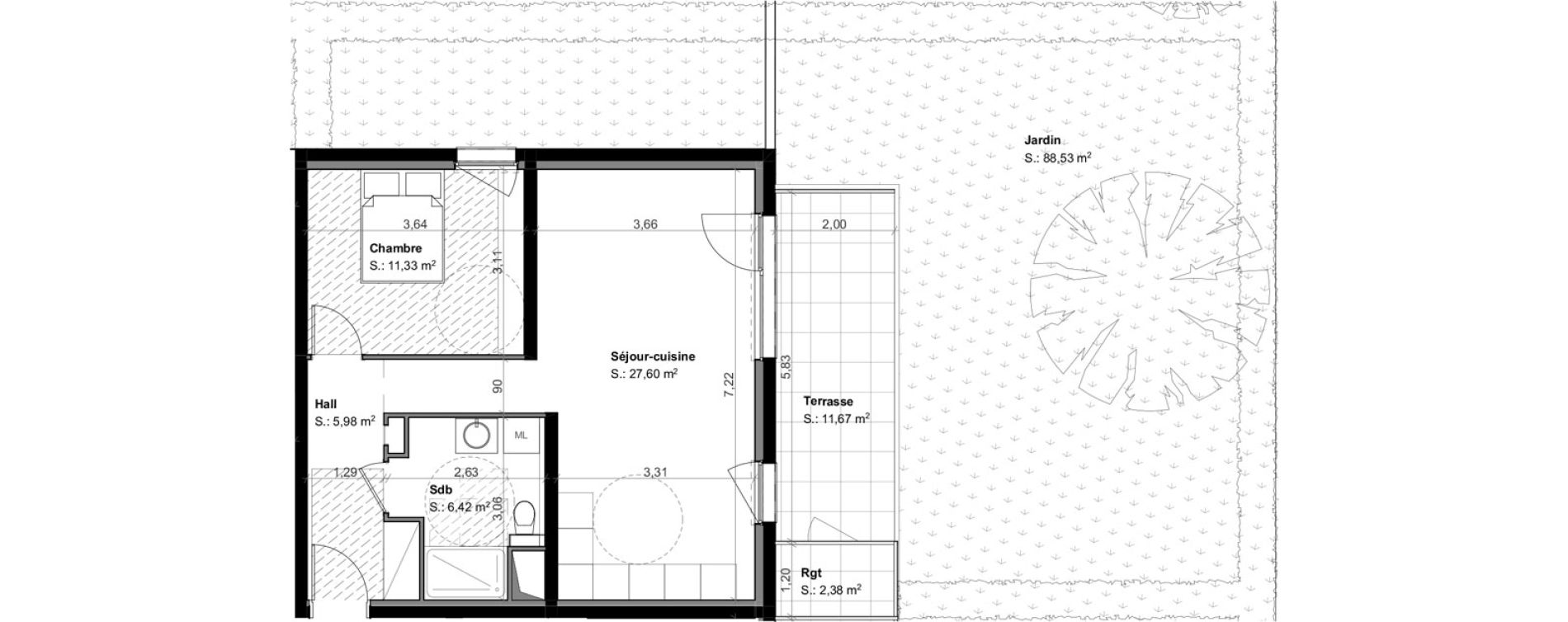 Appartement T2 de 51,33 m2 &agrave; Habsheim Centre