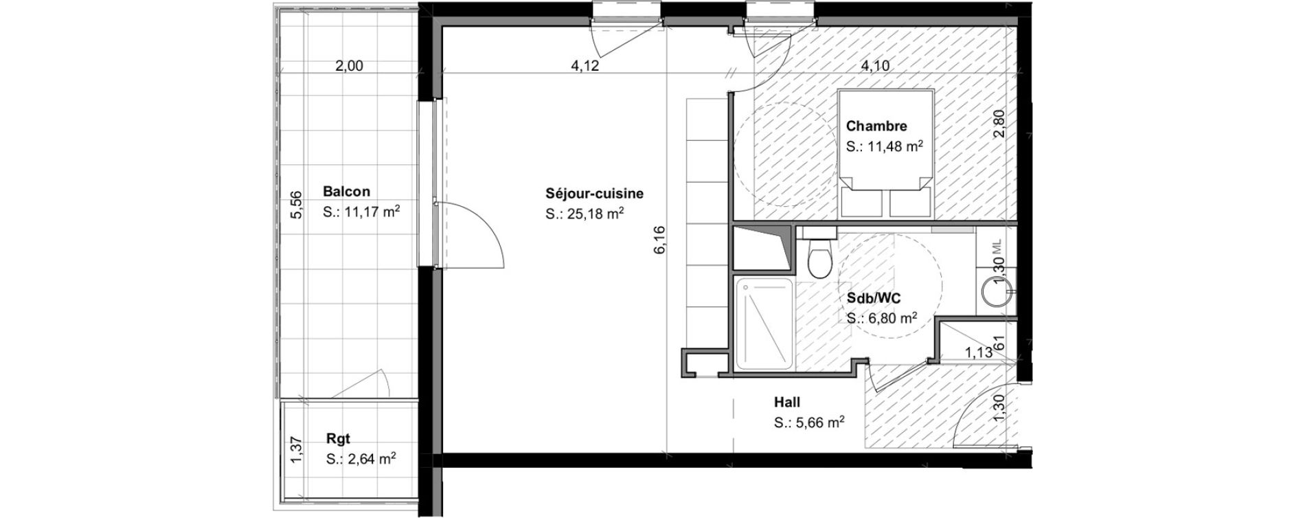 Appartement T2 de 49,12 m2 &agrave; Habsheim Centre
