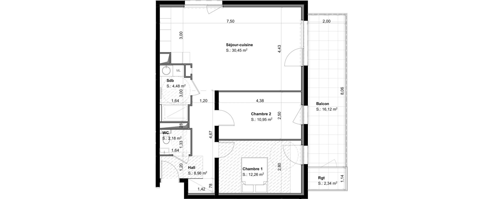 Appartement T3 de 69,28 m2 &agrave; Habsheim Centre
