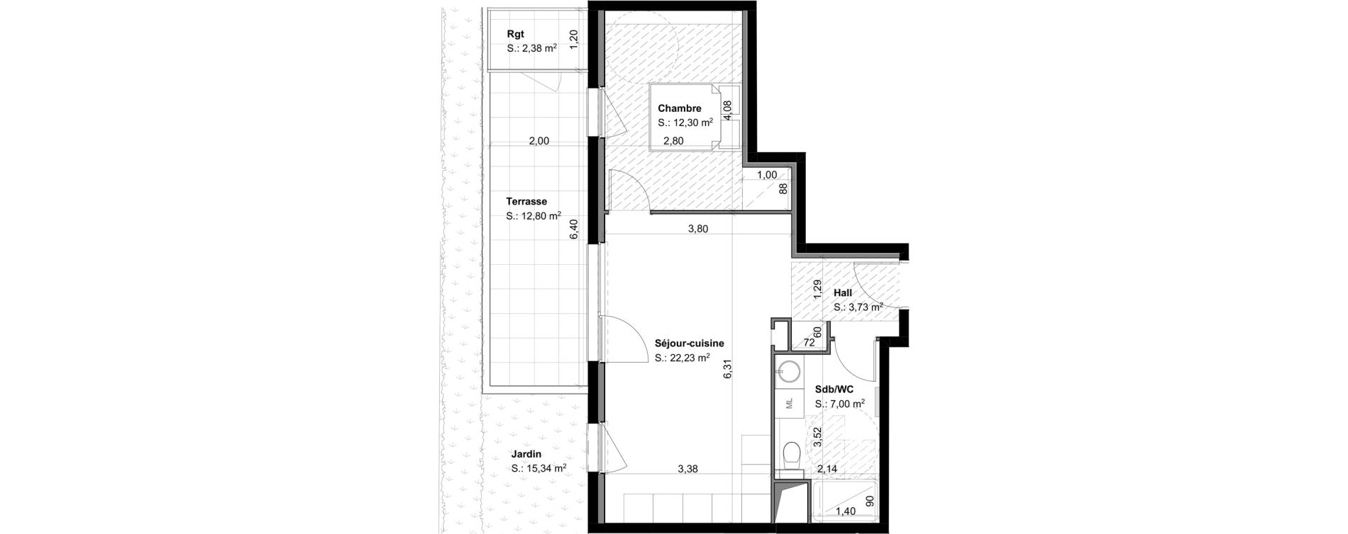 Appartement T2 de 45,26 m2 &agrave; Habsheim Centre