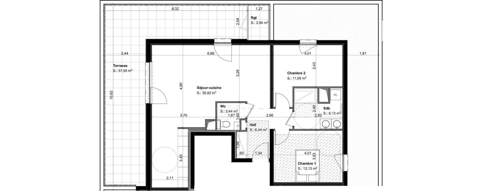 Appartement T3 de 74,05 m2 &agrave; Habsheim Centre