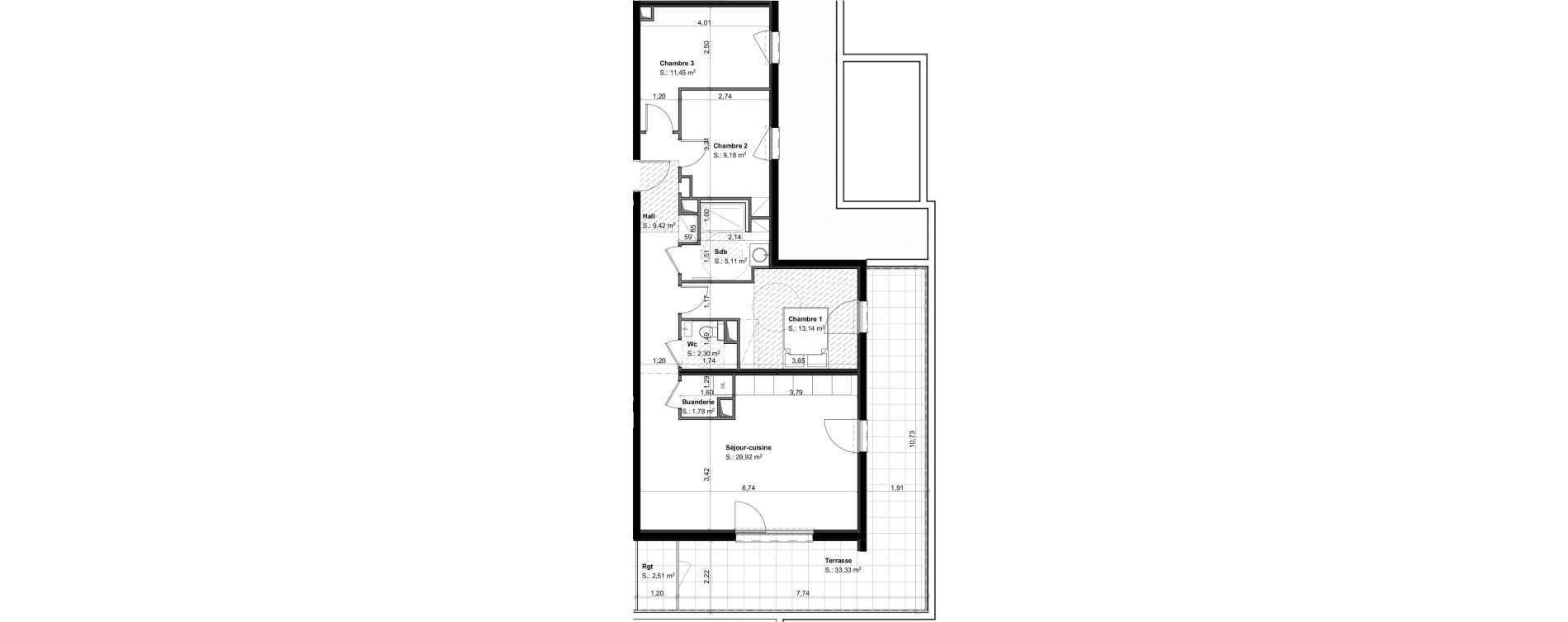 Appartement T4 de 82,30 m2 &agrave; Habsheim Centre